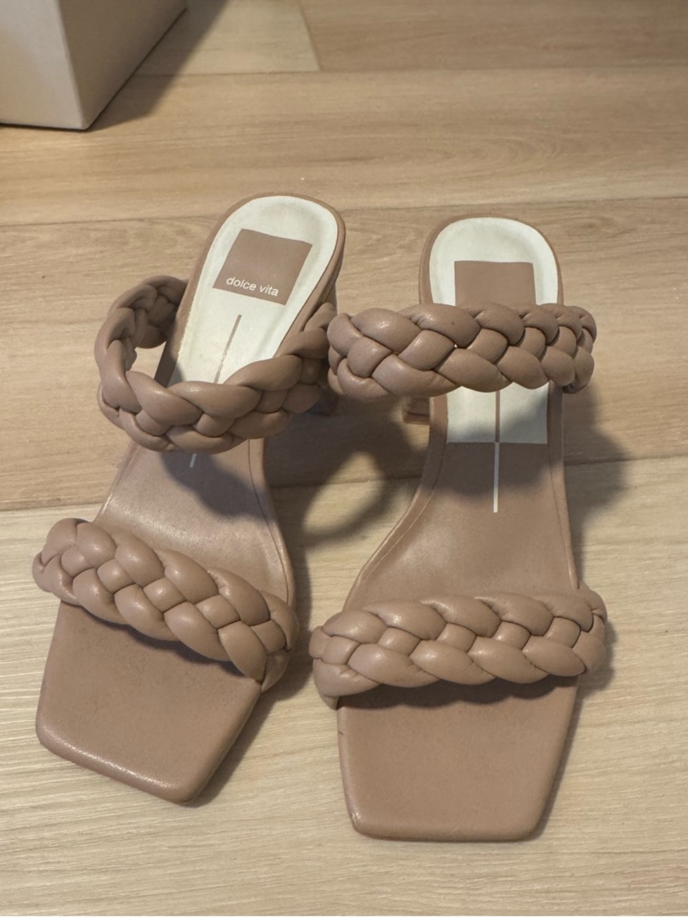 Dolce Vita nude braided sandal heels